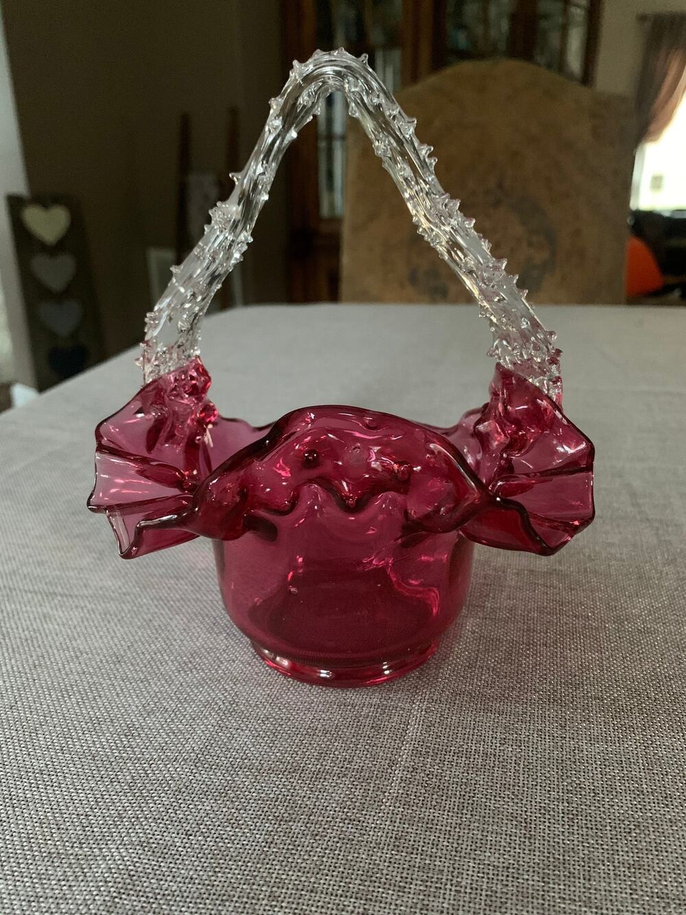 Cranberry Glass Basket